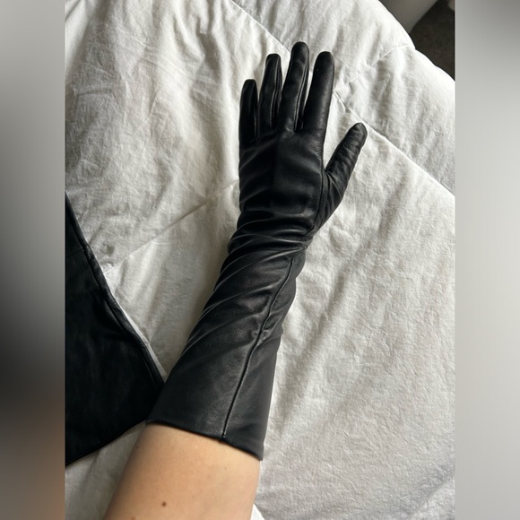 Worthington long black leather gloves XL - Picture 5 of 6
